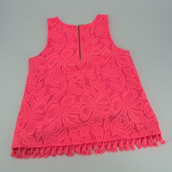 Lilly Pulitzer Maybelle Top Lillys Coral WildFlower Lace Large - Picture 4 of 4